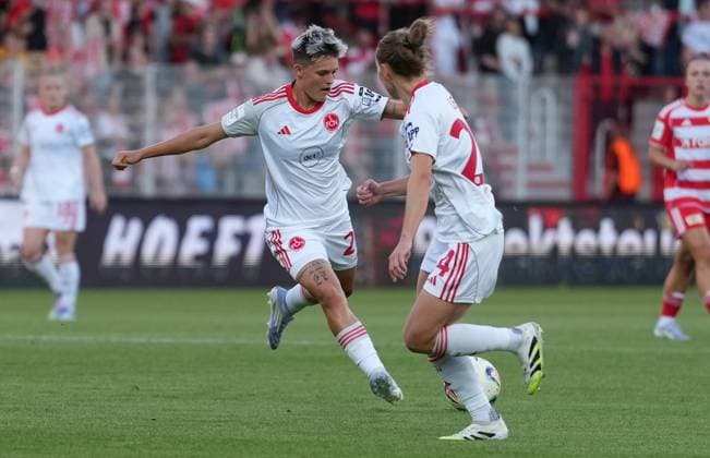 07 09 2025 Soccer Season 2025 2026 1 Google Pixel Women Bundesliga 1 Matchday 1 FC Union Berlin Women FCU 1 FC Nuremberg Women FCN Club Clubwomen ChPr xchxprx from left Aneta Polaskova 26, 1 FC Nuremberg FCN Nastassja Lein 24, 1 FC Nuremberg FCN