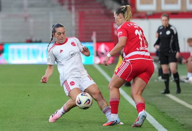 07 09 2025 Soccer Season 2025 2026 1 Google Pixel Women Bundesliga 1 Matchday 1 FC Union Berlin Women FCU 1 FC Nuremberg Women FCN Club Clubwomen ChPr xchxprx from left Jonna Brengel 10, 1 FC Nuremberg FCN Dina Orschmann 11, 1 FC Union Berlin