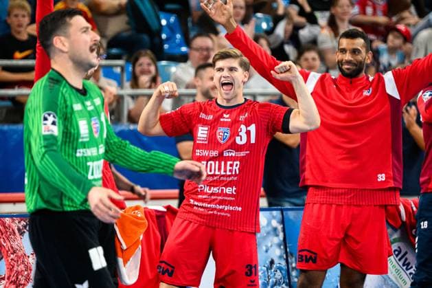 Bietigheim HBL 25 26 SG BBM Bietigheim VfL Luebeck Schwartau Alexander Pfeifer Bietigheim Jubel Freude Emotion Bietigheim Bissingen Egetrans Arena Baden Württemberg Germany
