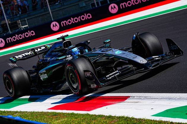George Russell (GBR) - Mercedes-AMG PETRONAS F1 Team - Mercedes W16 - Mercedes E Performanceduring the Formula 1 Pirelli Gran Premio d Italia 2025 at Monza Circuit, Lombardy, Italy, from September 6 to 9, 2025. Round 16 of the 2025 FIA Formula One World Championship, WM, Weltmeisterschaft  Copyright: xAlessioxDexMarco IPAxSportx xipa-agency.netx xx IPA_64426105 IPA_Agency_IPA64426105
