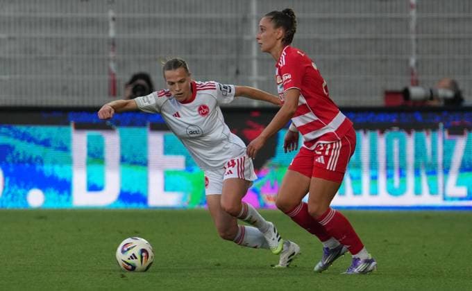 07 09 2025 Soccer Season 2025 2026 1 Google Pixel Women Bundesliga 1 Matchday 1 FC Union Berlin Women FCU 1 FC Nuremberg Women FCN Club Clubwomen ChPr xchxprx from left Nastassja Lein 24, 1 FC Nuremberg FCN Anna Weiß 21, 1 FC Union Berlin