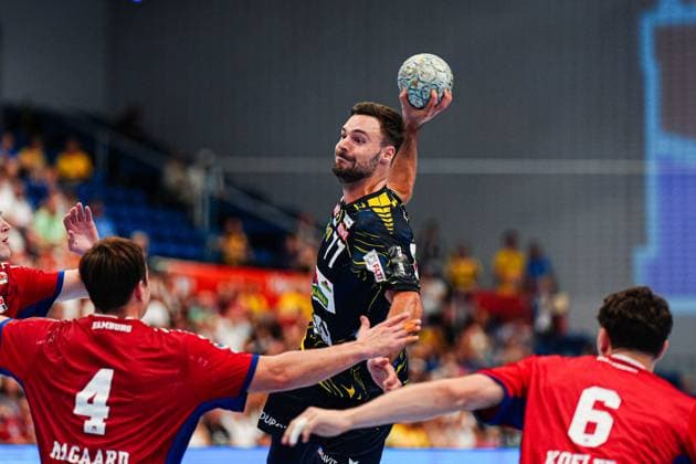 Throw Goal Dani Baijens Rhein Neckar Loewen, 77 GER, Handball Sport Verein Hamburg vs Rhein Neckar Loewen, Handball, 1 Bundesliga, Matchday 3, Season 2025 2026, 07 09 2025 GER, Handball Sport Verein Hamburg vs Rhein Neckar Loewen, Handball, 1 Bundesliga, Matchday 3, Season 2025 2026, 07 09 2025 Hamburg Copyright: xEibner-Pressefoto MarcelxvonxFehrnx EP_MFN