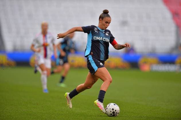 FOOTBALL : WOMEN S FRENCH CHAMP - OL LYONNES v MARSEILLE September 7th 2025 OM captain Tess Laplacette during the Women s French championship, Arkema Premiere Ligue football match between OL Lyonnes and Olympique de Marseille on 7 September 2025 at Groupama stadium in DÃ cines-Charpieu near Lyon, France - Photo Cyril Lestage DÃ cines-CharpieuFrance  Copyright: xCyrilxLestagex