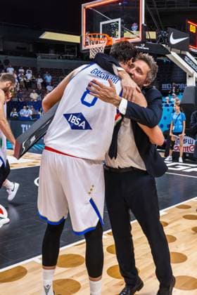 Gianmarco Pozzecco, Danilo Gallinari Italia - Slovenia FIBA Eurobasket 2025 Round of 16 Riga 07.09.2025 Foto Massimo Ceretti Riga  Copyright: xMassimoxCerettix