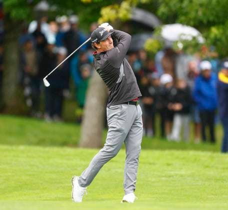 7th September 2025; The K Club, Straffan, County Kildare, Ireland: Amgen Irish Open Golf Final Round; Alfredo Garcia-Heredia of Spain plays his second shot from the 4th fairway  PeterxFitzpatrick