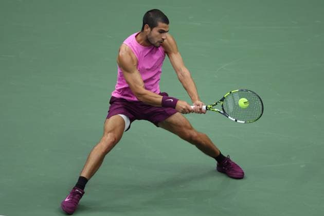 September 7, 2025, New York City, New York, United States: CARLOS ALCARAZ of Spain during the match against J. Sinner of Italy in the final of US Open 2025 at the USTA Billie Jean King National Tennis Center. Queens, New York City. New York City United States - ZUMAc278 20250907_zsp_c278_022 Copyright: xMarcinxCholewinskix