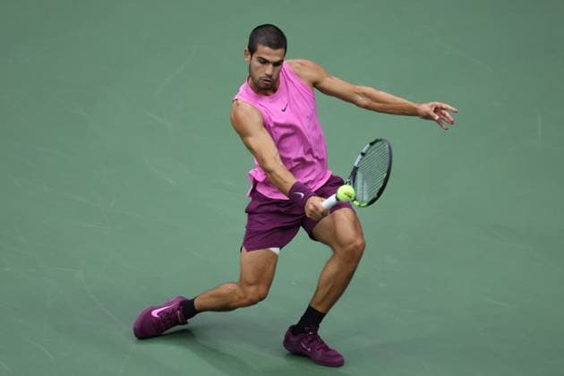 September 7, 2025, New York City, New York, United States: CARLOS ALCARAZ of Spain during the match against J. Sinner of Italy in the final of US Open 2025 at the USTA Billie Jean King National Tennis Center. Queens, New York City. New York City United States - ZUMAc278 20250907_zsp_c278_033 Copyright: xMarcinxCholewinskix