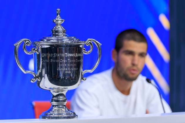September 7, 2025, Flushing Meadows, New York, USA: Carlos Alcaraz attends a press conference, PK, Pressekonferenz after winning the 2025 US Open MenÃ¢â‚¬â ¢s Championship against Jannik Sinner on Day 11 of the 2025 US Open at USTA Billie Jean King National Tennis Center on Sunday September 7, 2025 in the Flushing neighborhood of the Queens borough of New York City. JAVIER ROJAS PI Flushing Meadows USA - ZUMAp124 20250907_zaa_p124_076 Copyright: xJavierxRojasx