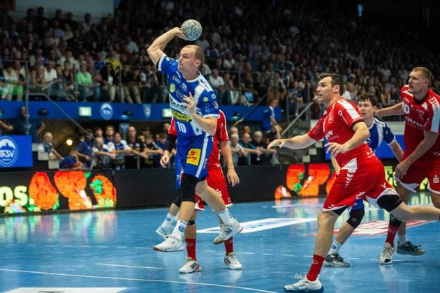 Eisenach , 070925 , 1 Handball Bundesliga THSV Eisenach vs MT Melsungen In the picture Fynn Hangstein Eisenach