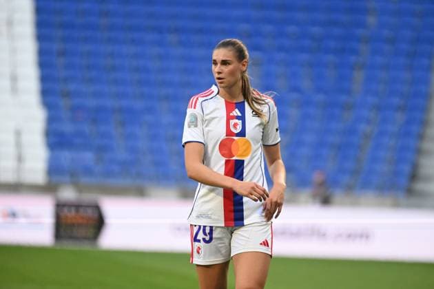 Football : Arkema Premiere Ligue OL Lyonnes V Marseille 07 09 2025 Jule Brand of OL Lyonnes during the Arkema Premiere Ligue match between Lyon and Marseille at Groupama Stadium Decines Charpieu on September 7, 2025 in Lyon, France  Copyright: xALLILI_MOURADx