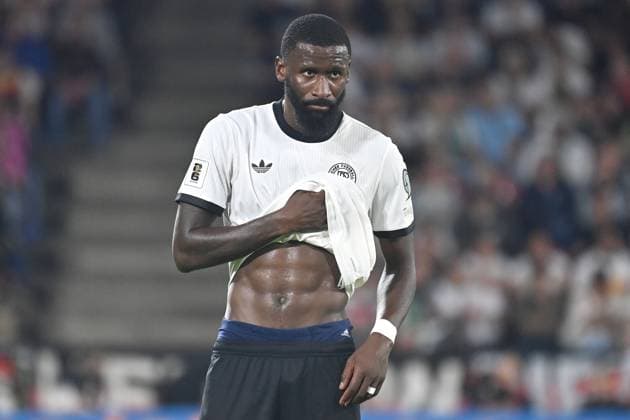 Antonio RUEDIGER GER , GER ,Disappointment, frustration, disappointed, frustrated, dejected, action, single image, cropped single motif, half-figure, half-figure Soccer international match, World Cup Qualification Group A Matchday 6, Germany GER Northern Ireland NIR 3 1 on 07 09 2025, RheinEnergieSTADION