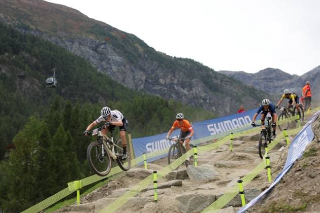 2025 UCI Mountain Bike World Championships Picture by Alex Whitehead SWpix.com - 08 09 2025 - Cycling - 2025 UCI Mountain Bike World Championships - Cross-country Short Track - Zermatt, Valais, Switzerland - Men Under-23 Qualification Heat 1 - Benjamin Kruger (Germany) Copyright: x xSWpix.comx(t axPhotographyxHubxLtd)xAlexxWhitehead SWpix.comx SWP-3030-2882