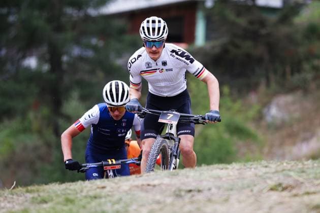 2025 UCI Mountain Bike World Championships Picture by Ed Sykes SWpix.com - 08 09 2025 - Cycling - 2025 UCI Mountain Bike World Championships - Cross-country Short Track - Zermatt, Valais, Switzerland - Men Under-23 Qualification Heat 1 - Benjamin Kruger (Germany) Copyright: x xSWpix.comx(t axPhotographyxHubxLtd)xEdxSykes SWpix.comx SWP-3030-2885
