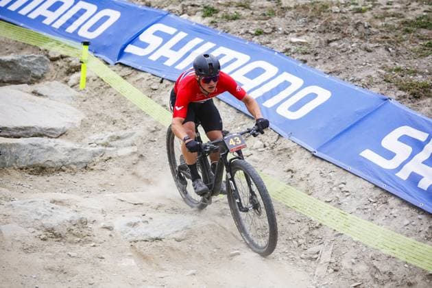 2025 UCI Mountain Bike World Championships Picture by Ed Sykes SWpix.com - 08 09 2025 - Cycling - 2025 UCI Mountain Bike World Championships - Cross-country Short Track - Zermatt, Valais, Switzerland - Men Under-23 Qualification Heat 1 - Martin E Farstadvoll (Norway) Copyright: x xSWpix.comx(t axPhotographyxHubxLtd)xEdxSykes SWpix.comx SWP-3030-2890