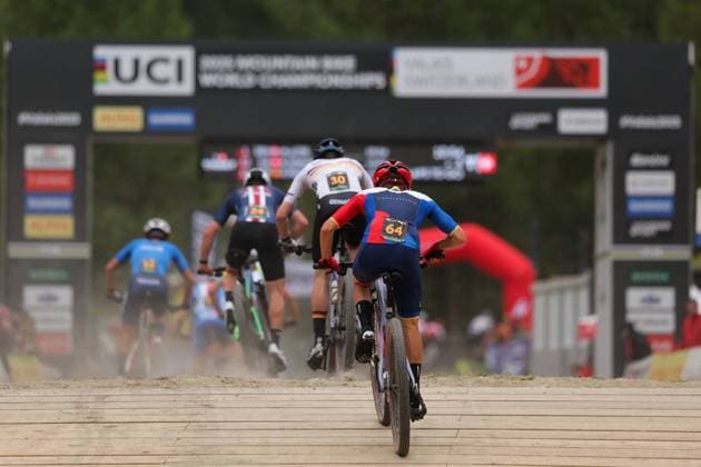 2025 UCI Mountain Bike World Championships Picture by Alex Whitehead SWpix.com - 08 09 2025 - Cycling - 2025 UCI Mountain Bike World Championships - Cross-country Short Track - Zermatt, Valais, Switzerland - Men Under-23 Qualification Heat 2 - Felix Sprenger (Liechtenstein) Copyright: x xSWpix.comx(t axPhotographyxHubxLtd)xAlexxWhitehead SWpix.comx SWP-3030-2897