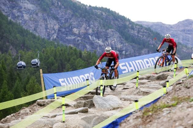 2025 UCI Mountain Bike World Championships Picture by Ed Sykes SWpix.com - 08 09 2025 - Cycling - 2025 UCI Mountain Bike World Championships - Cross-country Short Track - Zermatt, Valais, Switzerland - Men Under-23 Qualification Heat 2 - Mikkel Lose (Denmark) Copyright: x xSWpix.comx(t axPhotographyxHubxLtd)xEdxSykes SWpix.comx SWP-3030-2901