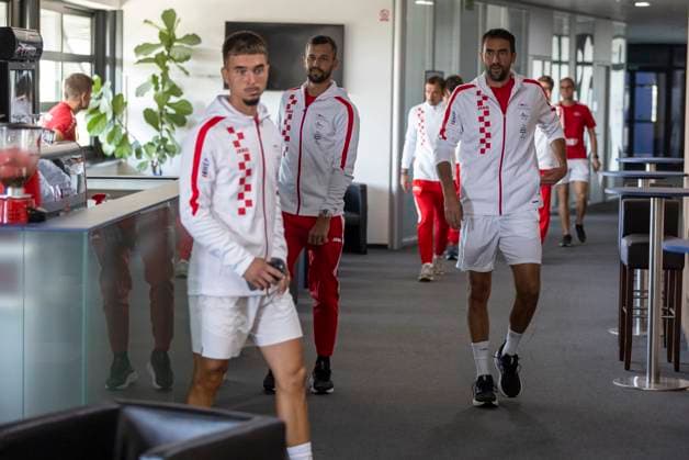 Croatia Davis Cup Team press conference, PK, Pressekonferenz Dino Prizmic, Mate Pavic and Marin Cilic of Croatia Davis Cup Team attends a press conference prior to the Davis Cup Qualifier 2nd Round match between Croatia and France at Gradski vrt in Osijek, Croatia on September 8, 2025.  DavorxJavorovic PIXSELL
