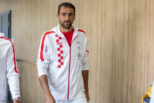 Croatia Davis Cup Team press conference, PK, Pressekonferenz Marin Cilic of Croatia Davis Cup Team attends a press conference prior to the Davis Cup Qualifier 2nd Round match between Croatia and France at Gradski vrt in Osijek, Croatia on September 8, 2025.  DavorxJavorovic PIXSELL