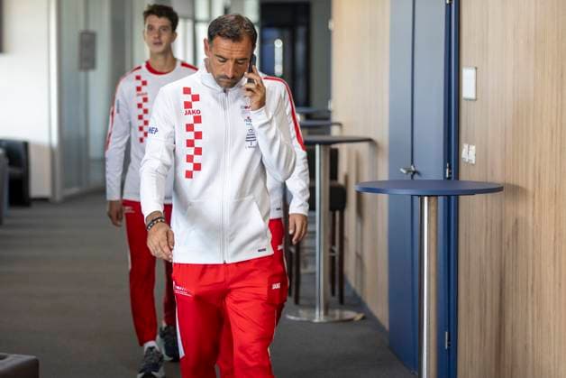 Croatia Davis Cup Team press conference, PK, Pressekonferenz Ivan Dodig of Croatia Davis Cup Team attends a press conference prior to the Davis Cup Qualifier 2nd Round match between Croatia and France at Gradski vrt in Osijek, Croatia on September 8, 2025.  DavorxJavorovic PIXSELL