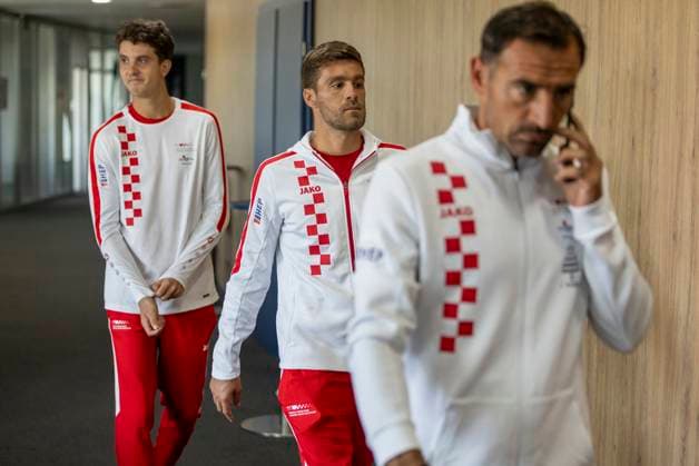 Croatia Davis Cup Team press conference, PK, Pressekonferenz Matej Dodig and Nikola Mektic of Croatia Davis Cup Team attends a press conference prior to the Davis Cup Qualifier 2nd Round match between Croatia and France at Gradski vrt in Osijek, Croatia on September 8, 2025.  DavorxJavorovic PIXSELL
