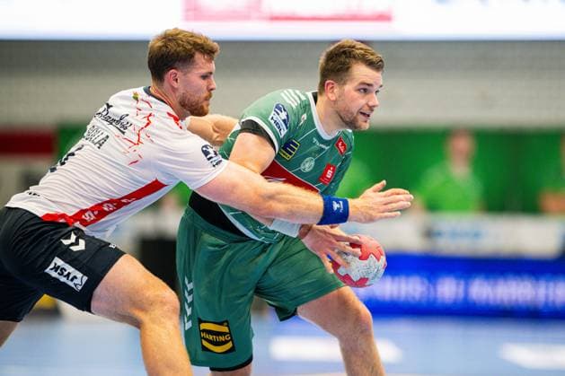 08 09 2025 Handball, 2025 2026, 1 Bundesliga, 3 Matchday, GWD Minden SG Flensburg Handewitt L R Johannes Golla Flensburg , Ian Weber Minden