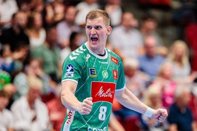 Karolis Antanavicius GWD Minden, 08 jubelt freut sich GER, GWD Minden vs SG Flensburg Handewitt, Handball, 1 Bundesliga, Matchday 3, Season 2025 2026, 08 09 2025 GER, GWD Minden vs SG Flensburg Handewitt, Handball, 1 Bundesliga, Matchday 3, Season 2025 2026, 08 09 2025 Luebbecke Copyright: xEibner-Pressefoto JanxRollingerx EP_JSK