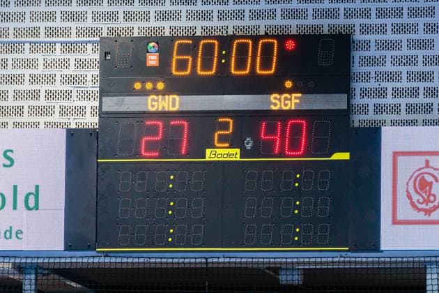 Final score 27 40 GER, GWD Minden vs SG Flensburg Handewitt, Handball, 1 Bundesliga, Matchday 3, Season 2025 2026, 08 09 2025 GER, GWD Minden vs SG Flensburg Handewitt, Handball, 1 Bundesliga, Matchday 3, Season 2025 2026, 08 09 2025 Luebbecke Copyright: xEibner-Pressefoto JanxRollingerx EP_JSK