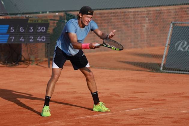 SZCZECIN, 08.09.2025 TURNIEJ TENISA ZIEMNEGO ATP, Tennis Herren CHALLENGER INVEST IN SZCZECIN OPEN 2025 NZ HYNEK BARTON GESTYKULUJE PO BLEDZIE HYNEK BARTON REACTS AFTER MISTAKE FOT. KRZYSZTOF CICHOMSKI NEWSPIX.PL --- newspix.pl 