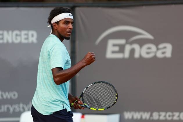 SZCZECIN, 08.09.2025 TURNIEJ TENISA ZIEMNEGO ATP, Tennis Herren CHALLENGER INVEST IN SZCZECIN OPEN 2025 NZ GEST RADOSCI ELIASA YMERA PO WYGRANIU GEMA, ELIAS YMER ELIAS YMER GESTURES AFTER WINNING THE GAME FOT. KRZYSZTOF CICHOMSKI NEWSPIX.PL --- newspix.pl 