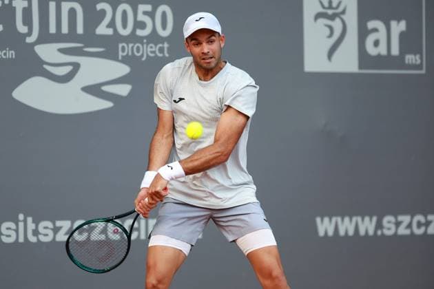SZCZECIN, 08.09.2025 TURNIEJ TENISA ZIEMNEGO ATP, Tennis Herren CHALLENGER INVEST IN SZCZECIN OPEN 2025 NZ FACUNDO DIAZ ACOSTA FOT. KRZYSZTOF CICHOMSKI NEWSPIX.PL --- newspix.pl 