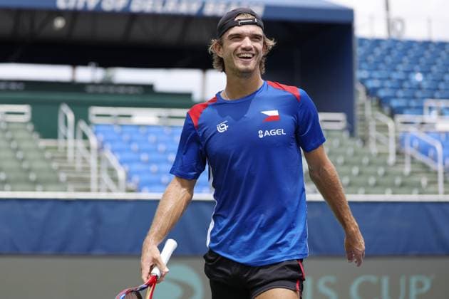 Tomas Machac, Czech tennis player during the preparation for the qualifying match between the USA and the Czech Republic for the final group of the Davis Cup 2025 at the Delray Beach Tennis Center in Delray Beach, USA. 08.09.2025, Delray Beach, USA. (CTKxPhoto PavelxLebeda) CTKPhotoF202509080029501  CTKPhotoF202509080029501