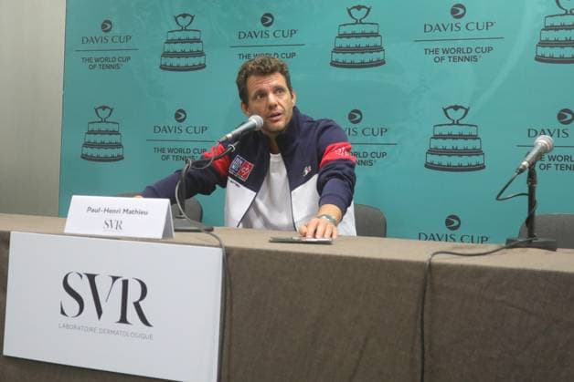 France Davis Cup Team press conference, PK, Pressekonferenz France Captain Paul-Henri Mathieu speaks during a press conference ahead Davis Cup Qualifier 2nd Round match between Croatia and France at Gradski vrt in Osijek, Croatia on September 8, 2025.  DavidxJerkovic PIXSELL