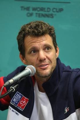 France Davis Cup Team press conference, PK, Pressekonferenz France Captain Paul-Henri Mathieu speaks during a press conference ahead Davis Cup Qualifier 2nd Round match between Croatia and France at Gradski vrt in Osijek, Croatia on September 8, 2025.  DavidxJerkovic PIXSELL
