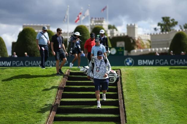 9th September 2025; Wentworth Club, London, England; The BMW PGA, Golf Herren Championship Golf Practice Day 1; players walking off from the 1st green  HenningxvonxJagow