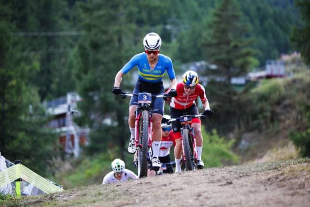 2025 UCI Mountain Bike World Championships Picture by Ed Sykes SWpix.com - 08 09 2025 - Cycling - 2025 UCI Mountain Bike World Championships - Cross-country Short Track - Zermatt, Valais, Switzerland - Women Elite Final - Jenny Rissveds (Sweden) Copyright: x xSWpix.comx(t axPhotographyxHubxLtd)xEdxSykes SWpix.comx SWP-3030-3060