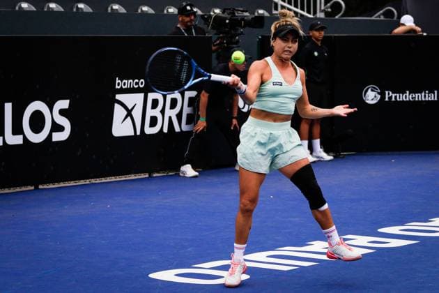 WTA, Tennis Damen 250 SP OPEN SaO PAULO, SP - 09.09.2025: WTA 250 SP OPEN - The first edition of the SP Open, a WTA 250 series tournament played on hard courts, will take place at Villa-Lobos Park, in the west zone of Sao Paulo. The event marks Sao Paulo& 39;s return to the official WTA calendar after 25 years and is the largest women& 39;s tournament in Brazil since 2016. In addition to the sporting competitions with 32 players in the singles and 16 doubles. In the photo, In the photo, tennis player Renata Zarazua (MEX), during a SP Open match, against tennis player Luiza Fullana (BRA), this Tuesday (09). (Photo: Aloisio Mauricio Fotoarena) x2803634x AloisioxMauricio