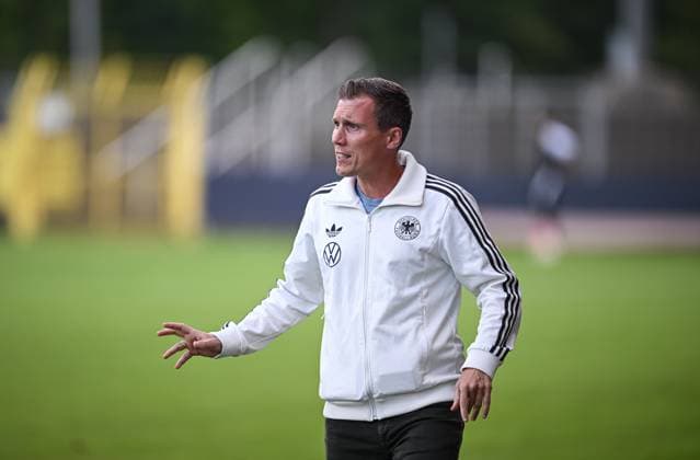 Soccer U 20 Test Laenderspiel in Reutlingen 09 09 2025 Germany Italy Coach Hannes Wolf Germany