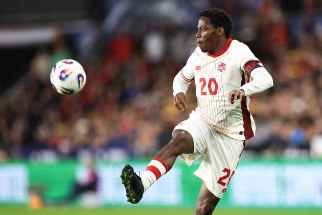 Wales gegen Kanada 09. September 2025, Swansea Internationales Freundschaftsspiel Fußball Wales gegen Kanada Jonathan David aus Kanada Foto Jacques Feeney Abseits Swansea UK  Copyright: xJacquesxFeeneyx xOffsidexOffside