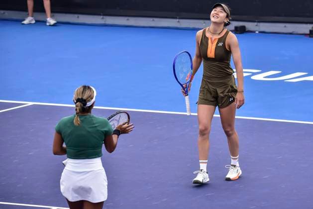 WTA GUADALAJARA 250 OPEN WTA GUADALAJARA 250 OPEN BARTUNKOVA KASINTSEVA SANTAMARIA TANG 09092025 GUADALAJARA, JALISCO Action photo of Sabrina Santamaria and Quianhui Tang, during day 2 the WTA Guadalajara 250 Open, held at the Centro Panamericano de Tenis of Guadalajara, Jalisco, Mexico Action photo of Sabrina Santamaria and Quianhui Tang, during day 2 of the WTA Guadalajara 250 Open, held at the Centro Panamericano de Tenis of Guadalajara, Jalisco, Mexico PHOTO BY IMAGENSHOP AGENCIA FOTOGRAFICA GUADALAJARA JALISCO MEXICO Copyright: xIMAGENSHOPxAGENCIAxFOTOGRAFICAx