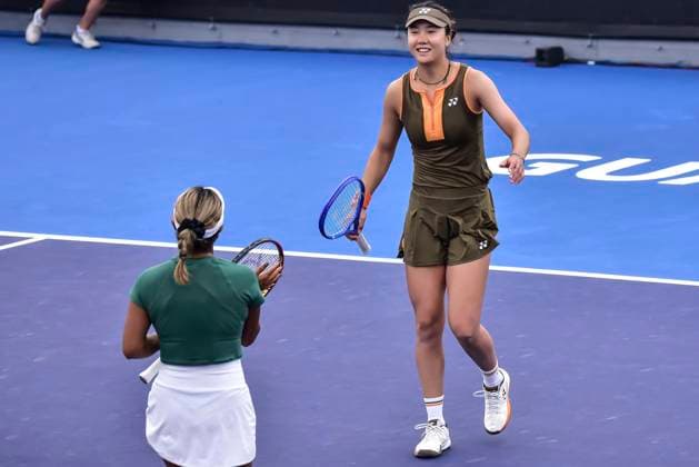 WTA GUADALAJARA 250 OPEN WTA GUADALAJARA 250 OPEN BARTUNKOVA KASINTSEVA SANTAMARIA TANG 09092025 GUADALAJARA, JALISCO Action photo of Sabrina Santamaria and Quianhui Tang, during day 2 the WTA Guadalajara 250 Open, held at the Centro Panamericano de Tenis of Guadalajara, Jalisco, Mexico Action photo of Sabrina Santamaria and Quianhui Tang, during day 2 of the WTA Guadalajara 250 Open, held at the Centro Panamericano de Tenis of Guadalajara, Jalisco, Mexico PHOTO BY IMAGENSHOP AGENCIA FOTOGRAFICA GUADALAJARA JALISCO MEXICO Copyright: xIMAGENSHOPxAGENCIAxFOTOGRAFICAx