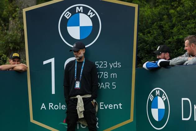 9th September 2025; Wentworth Club, London, England; The BMW PGA, Golf Herren Championship Golf Practice Day 1; Pep Guardiola Man City manager was seen at the 18th green during a practice session  HenningxvonxJagow