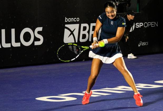 WTA, Tennis Damen 250 SP OPEN SaO PAULO, SP - 09.09.2025: WTA 250 SP OPEN - The first edition of the SP Open, a WTA 250 series tournament played on hard courts, will take place at Villa-Lobos Park, in the west zone of Sao Paulo. The event marks Sao Paulo& 39;s return to the official WTA calendar after 25 years and is the largest women& 39;s tournament in Brazil since 2016. In addition to the sporting competitions with 32 players in the singles and 16 doubles. In the photo, tennis player Alexandra Eala (PHI) during a SP Open match against tennis player Yasmine Mansouri (FRA) this Tuesday (09). (Photo: Aloisio Mauricio Fotoarena) x2803947x  AloisioxMauricio