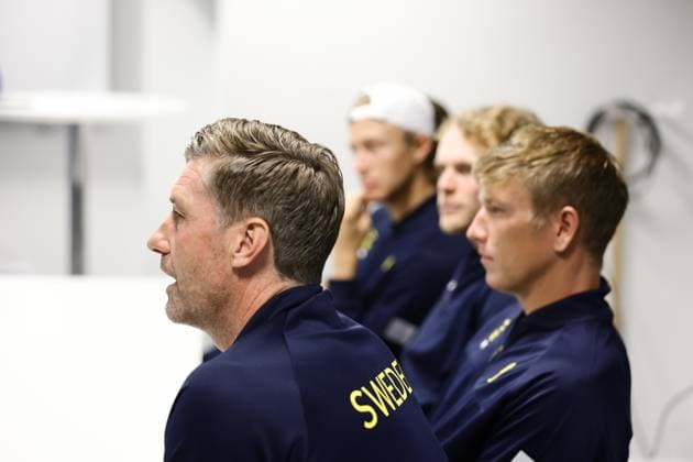 GÖTEBORG, SWEDEN 20250910 Captain Simon Aspelin at the press conference ahead of Swedens Davis Cup match against Tunisia in Partille GÖTEBORG, SWEDEN x9200x  Copyright: xAdamxIhse TTx DAVIS CUP SVERIGE-TUNISIEN PRESSKONFERENS