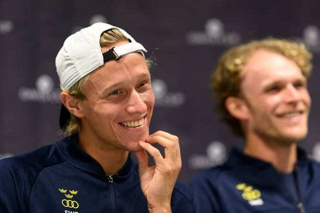 250910 Leo Borg during a press conference with Team Sweden on September 10, 2025 in Gothenburg Photo Carl Sandin BILDBYRAN kod CS CS0766 tennis davis cup presskonferens press conference sweden bbeng  Copyright: CARLxSANDIN BB250910CS002