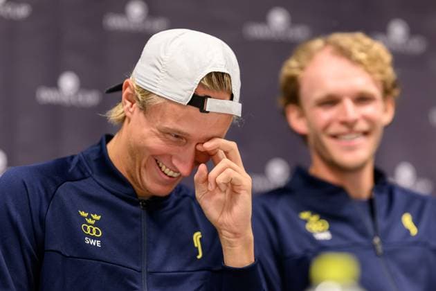 250910 Leo Borg during a press conference with Team Sweden on September 10, 2025 in Gothenburg Photo Carl Sandin BILDBYRAN kod CS CS0766 tennis davis cup presskonferens press conference sweden bbeng  Copyright: CARLxSANDIN BB250910CS027