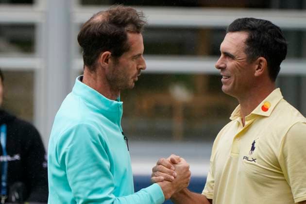 BMW PGA, Golf Herren 2025 Andy Murray former tennis Grand Slam player with Billy Horschel In action on Pro Am day at The BMW PGA, Wentworth (West) GC, Virginia Water, Surrey, England. UK 1oth September 20025 Copyright: xMarkxNewcombex