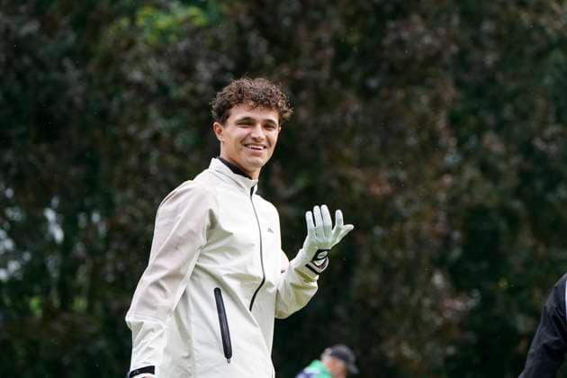BMW PGA, Golf Herren 2025 Lando Norris Formula 1 F1 driver for McLaren Racing Team In action on Pro Am day at The BMW PGA, Wentworth (West) GC, Virginia Water, Surrey, England. UK 10th September 20025 Copyright: xMarkxNewcombex