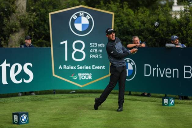 10th September 2025; Wentworth Club, London, England; The BMW PGA, Golf Herren Championship Golf Practice Day 2; Grant Forrest& x2003;of Scotland in action on the 18th tee  HenningxvonxJagow