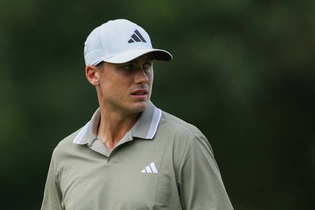 10th September 2025; Wentworth Club, London, England; The BMW PGA, Golf Herren Championship Golf Practice Day 2; Ludvig Aberg& x2003;of Sweden looks on from the 18th green  HenningxvonxJagow