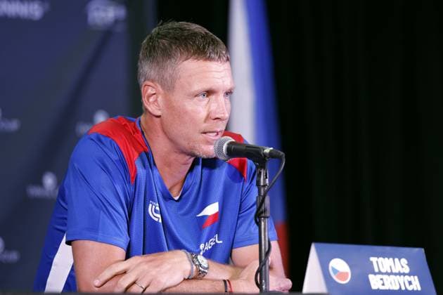 Czech tennis team non-playing captain Tomas Berdych at the press conference, PK, Pressekonferenz during the preparation for qualifying match USA vs Czech Republic for the final group of the Davis Cup 2025 at the Delray Beach Tennis Center in Delray Beach, on September 10, 2025. (CTKxPhoto PavelxLebeda) CTKPhotoF202509100007101  CTKPhotoF202509100007101